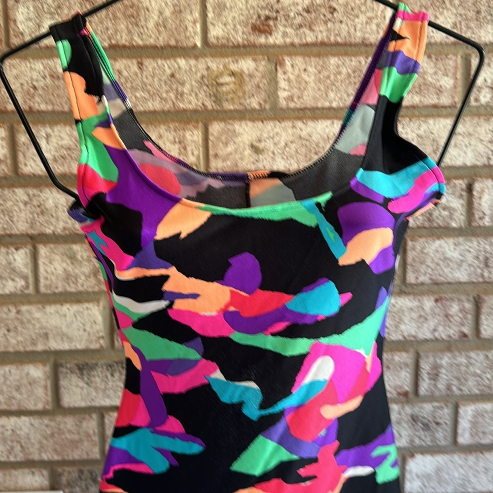 NOS vintage 80s Gilda Marx multicolored Spandex body wear one Piece M USA